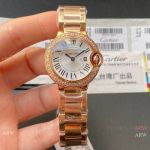 TW Swiss Made Ballon Bleu Cartier 28 Small Quartz Rose Gold LARGE Diamond